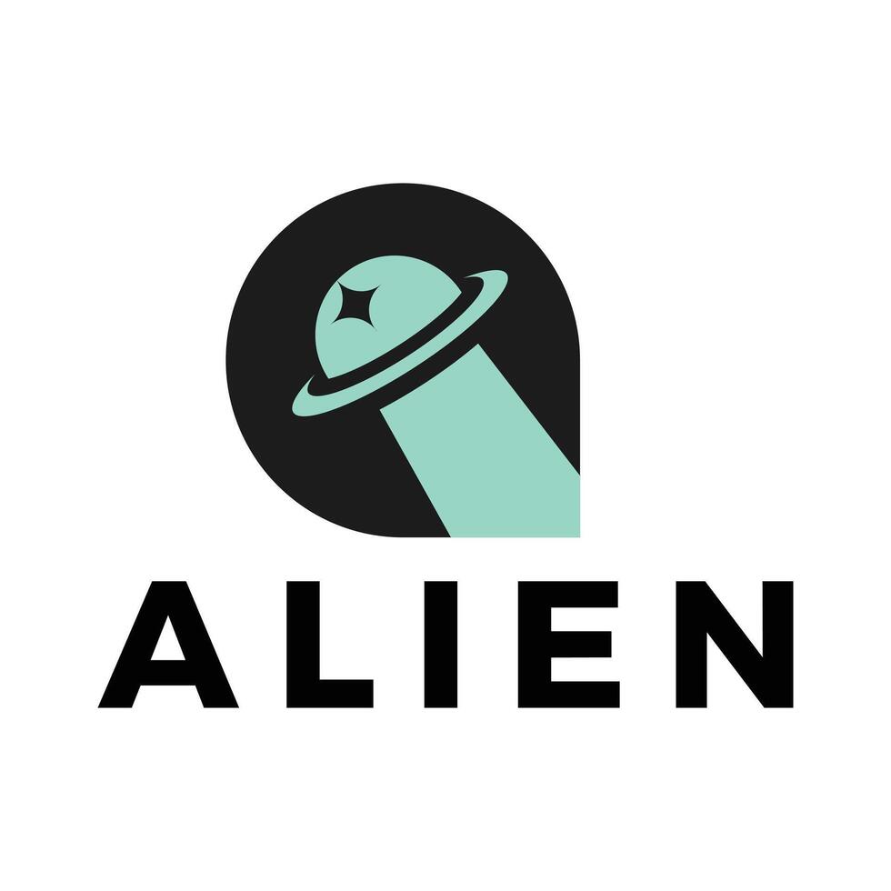 alien ufo flat minimalist logo design vector