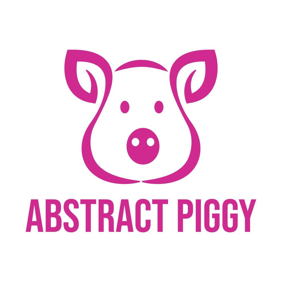 abstract piggy head flat minimalist logo design vector