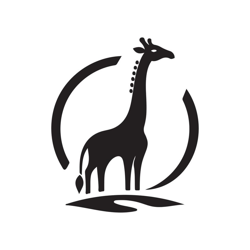 Unique Style Silhouette Giraffe Logo Icon Graphic vector