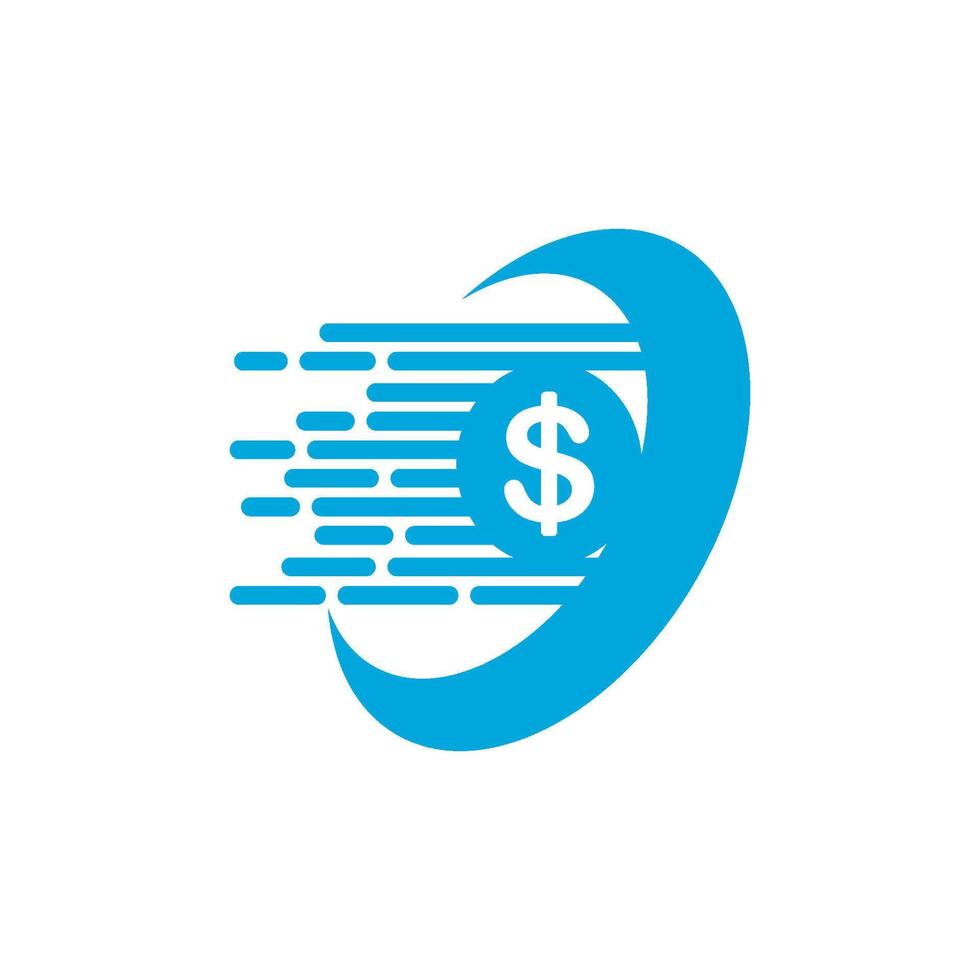 A blue and white logo with a dollar sign vector