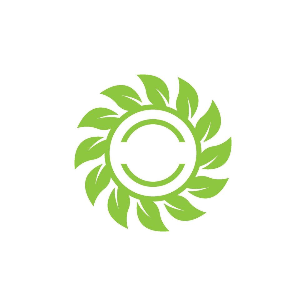 A green leaf logo with a circular shape vector