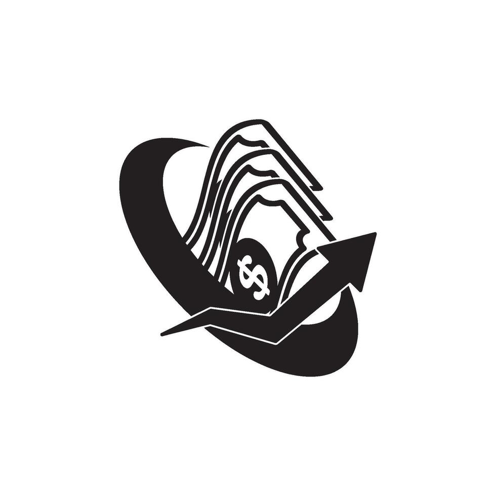 A black and white logo with a dollar sign vector