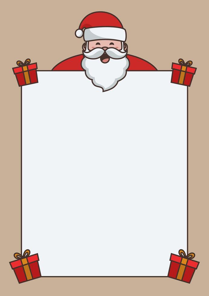 Christmas vertical template background Santa Claus copy space with gift boxes vector