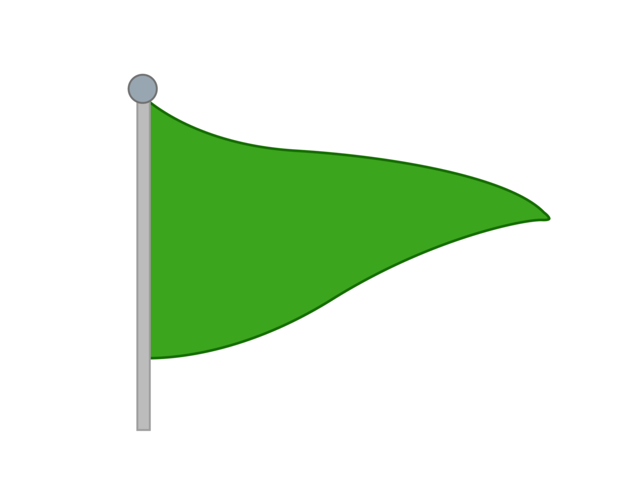 Tall triangular green flag icon with silver pole png