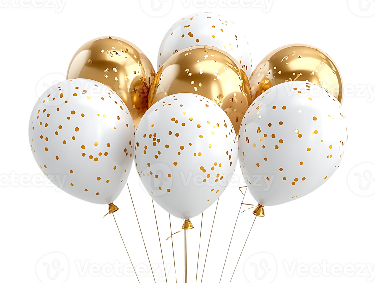 Gold and white balloons with gold dots png