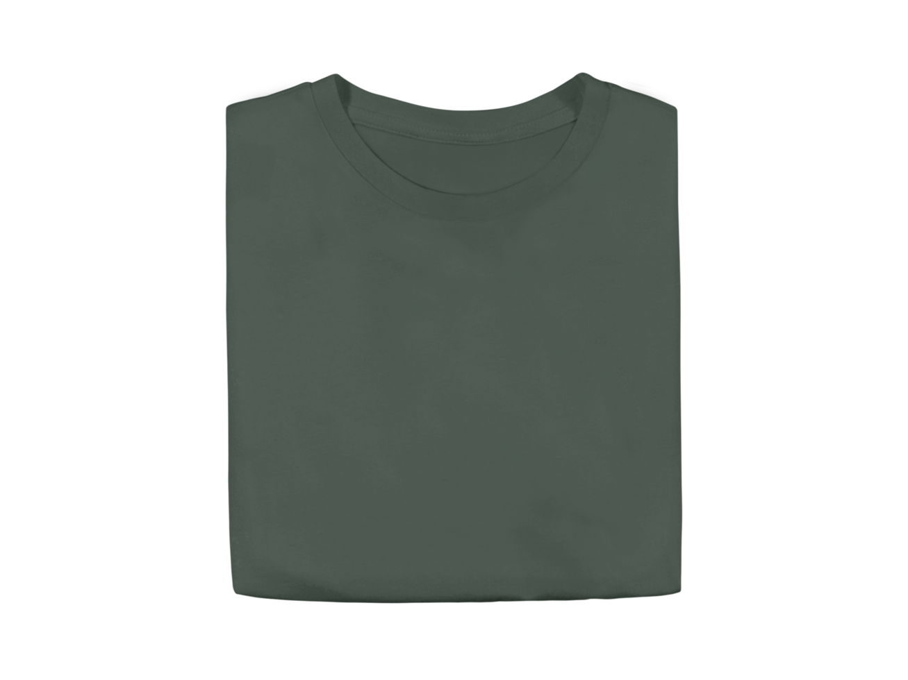 Heather Forest Green colour blank fashion folded tee front mockup template png