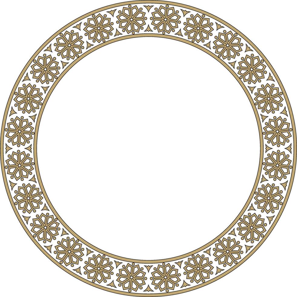 round gold and black ancient Russian ornament. Slavic border, frame. Circle, ring. Painting of the royal chambers. vector