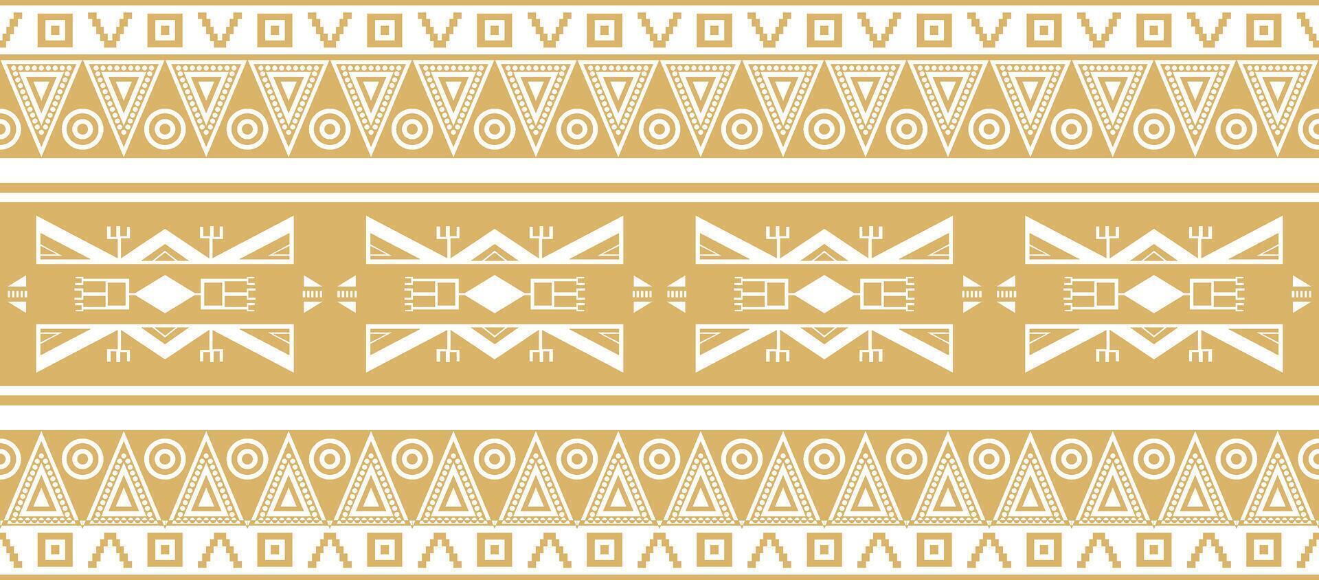 seamless golden border ornament. Native American tribes framework. vector