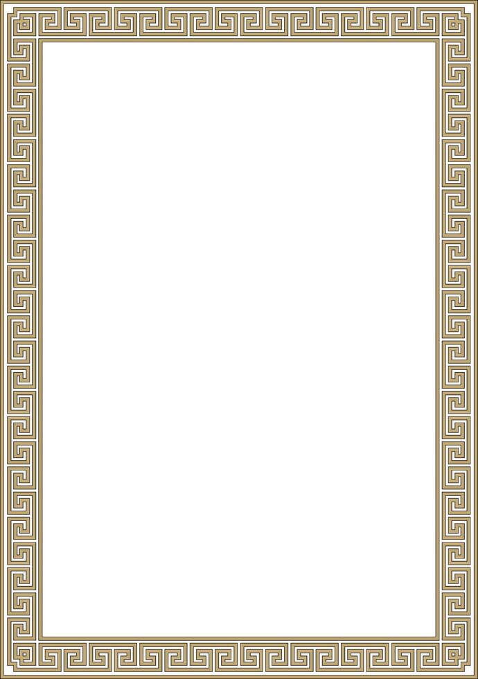 gold and black classic Greek square ornament. Rectangle of Ancient Greece and Roman Empire. Byzantine painting of walls, floors and ceilings. Decoration of European palaces. vector
