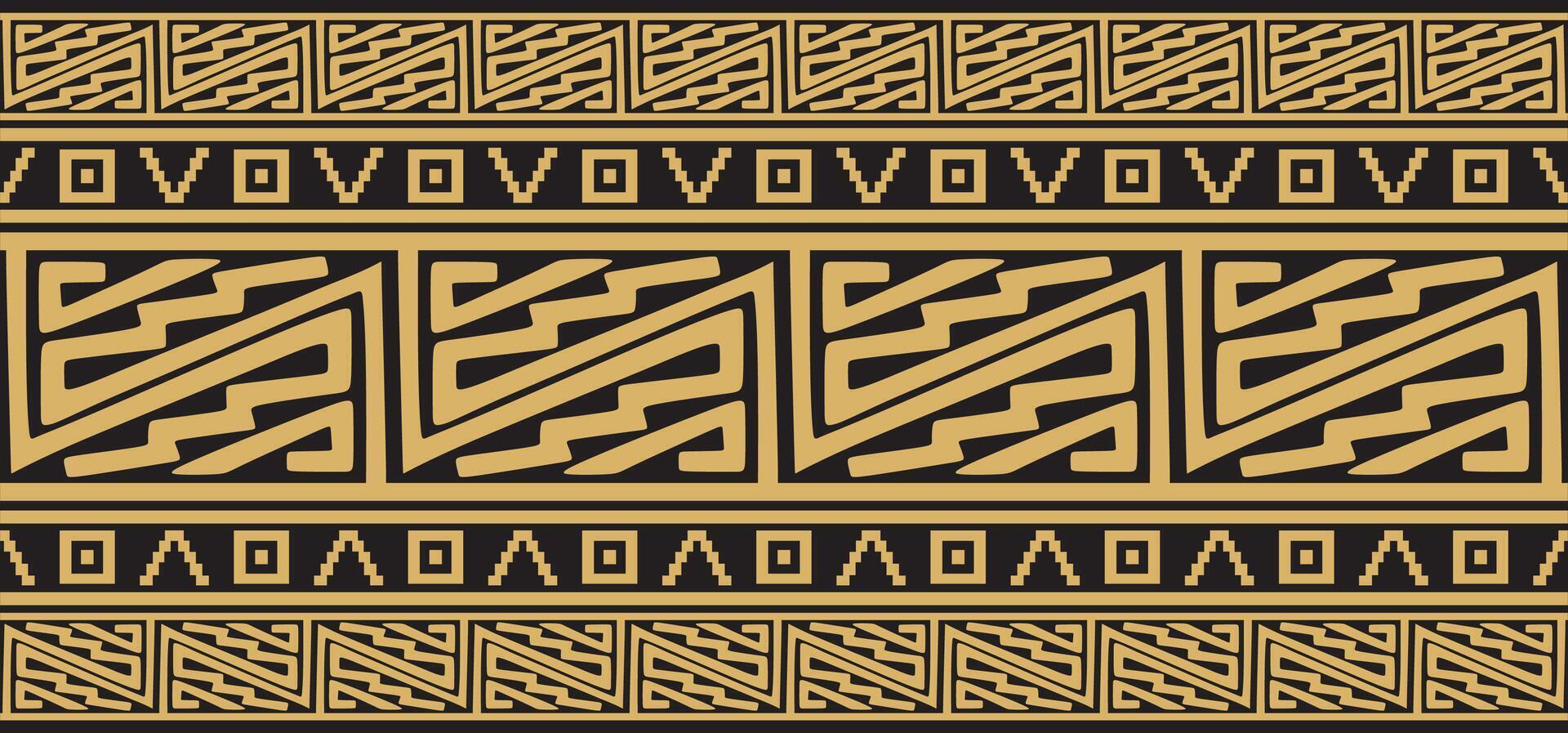 seamless golden border ornament. Native American tribes framework. vector