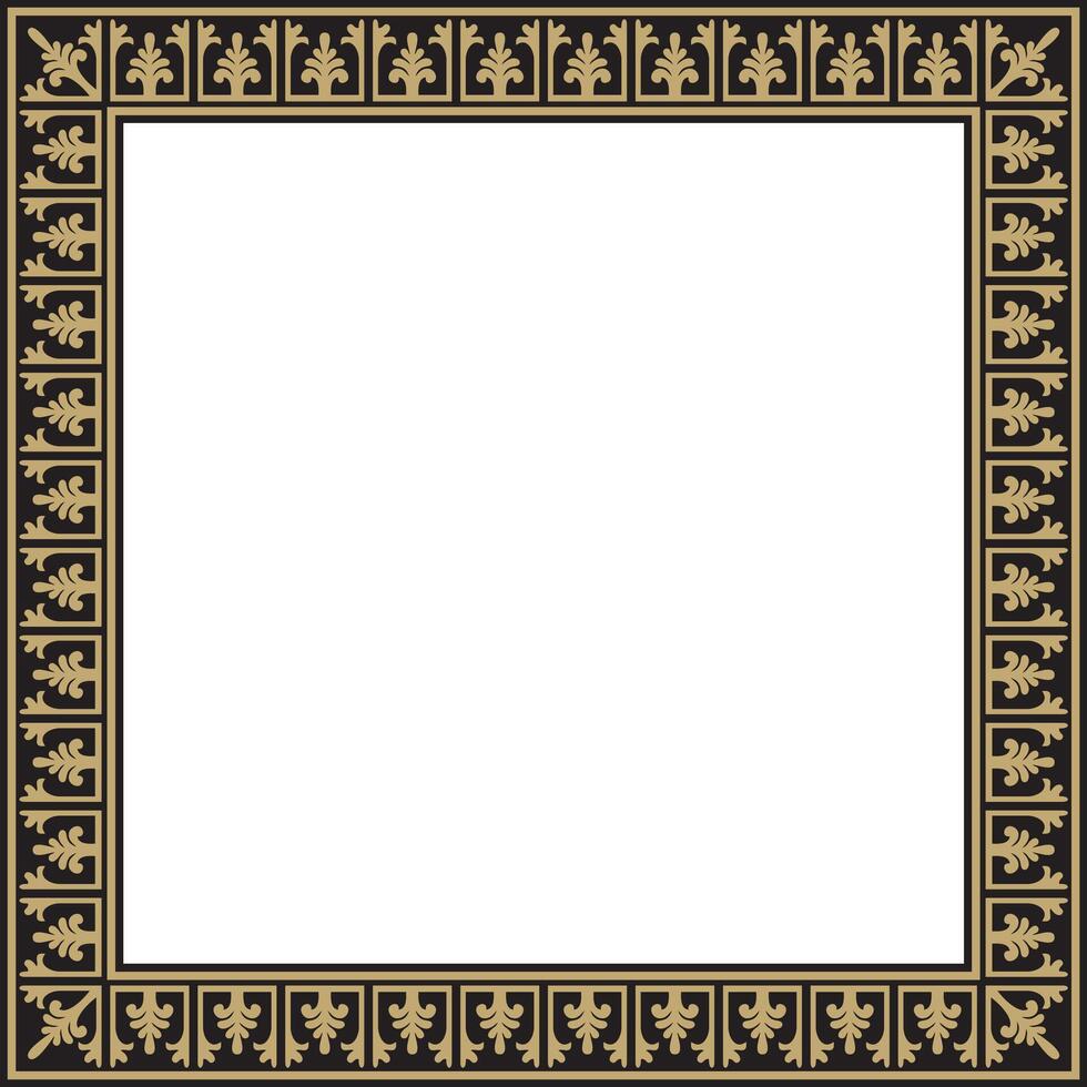 gold and black square classic byzantine ornament. Rectangle, border, Ancient Greece, Eastern Roman Empire frame. Decoration of the Russian Orthodox Church vector