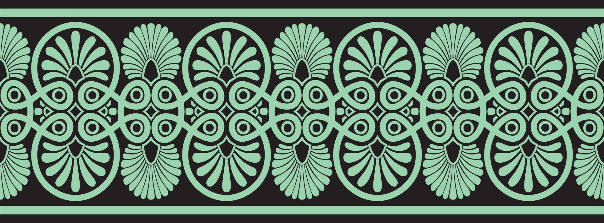 green seamless ornament of ancient Greece. Classic Endless pattern frame border Roman Empire. vector