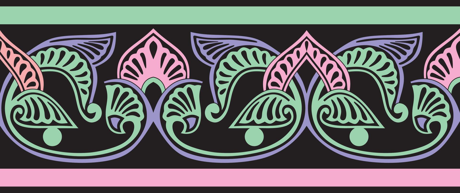 colored seamless oriental national ornament. Endless ethnic floral border, arab peoples frame. Persian painting vector