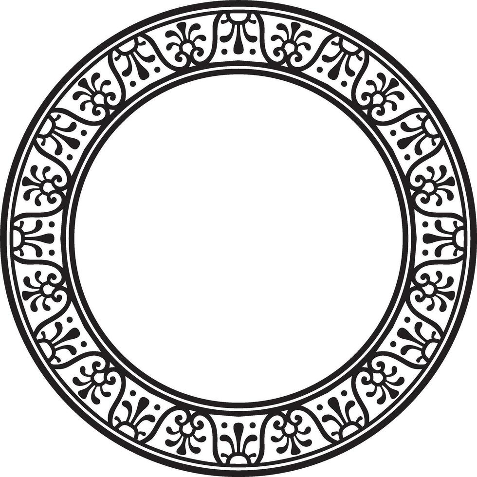 round black monochrome border, frame, Pompeii ring. Circle Neopolitan ornament. Art of Ancient Rome. vector