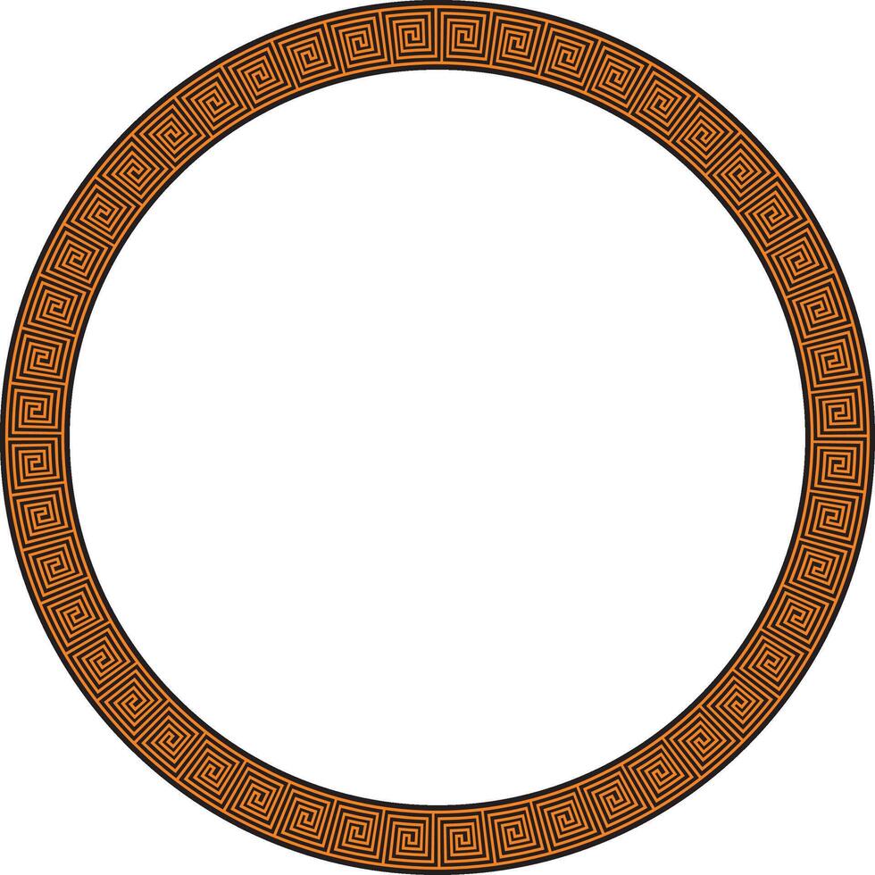 round orange and black classic frame. Greek meander. Patterns of Greece and ancient Rome. Circle european border vector