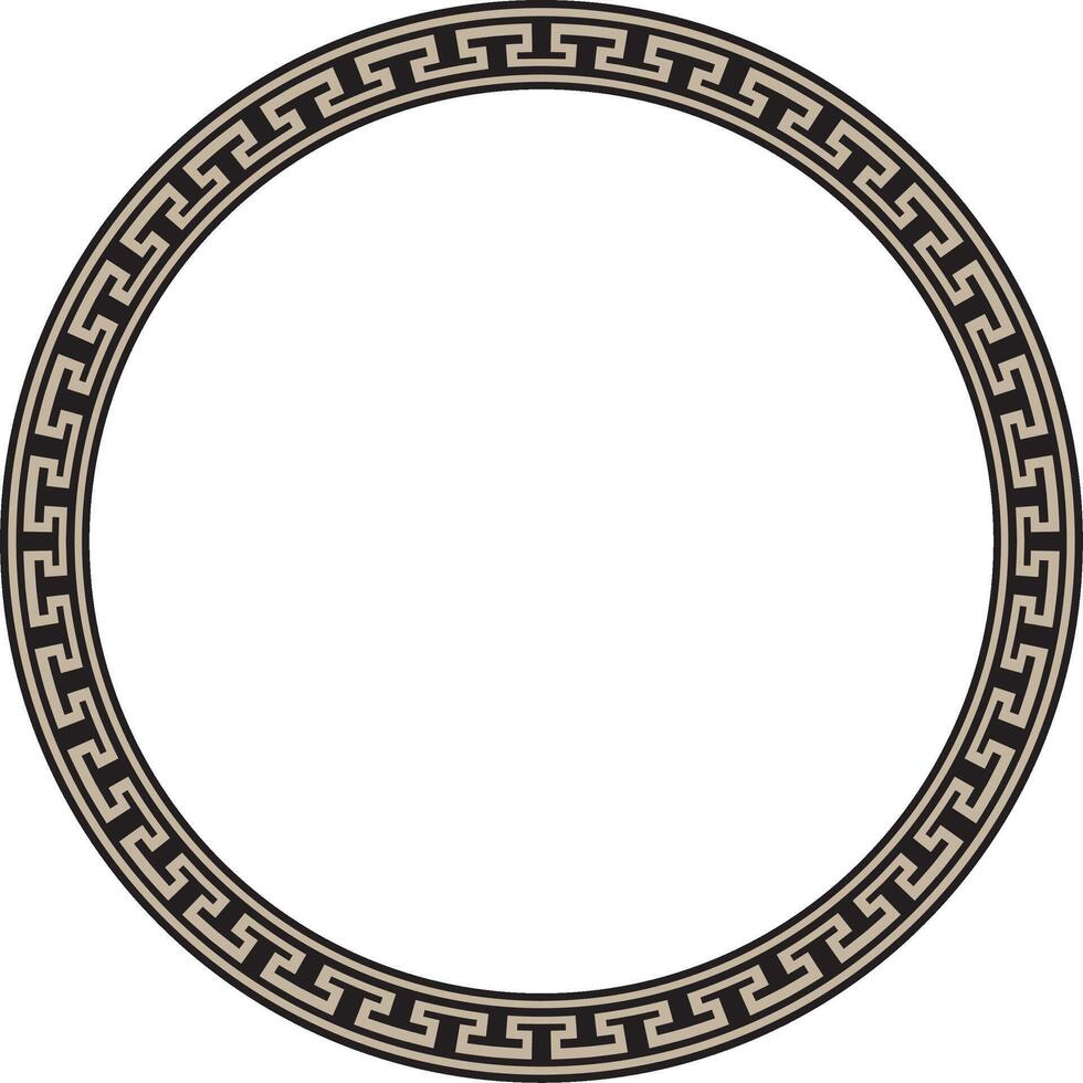 gold and black round Chinese ornament. Circle border, east asian frame. Korea pattern, Taiwan, Hong Kong. vector