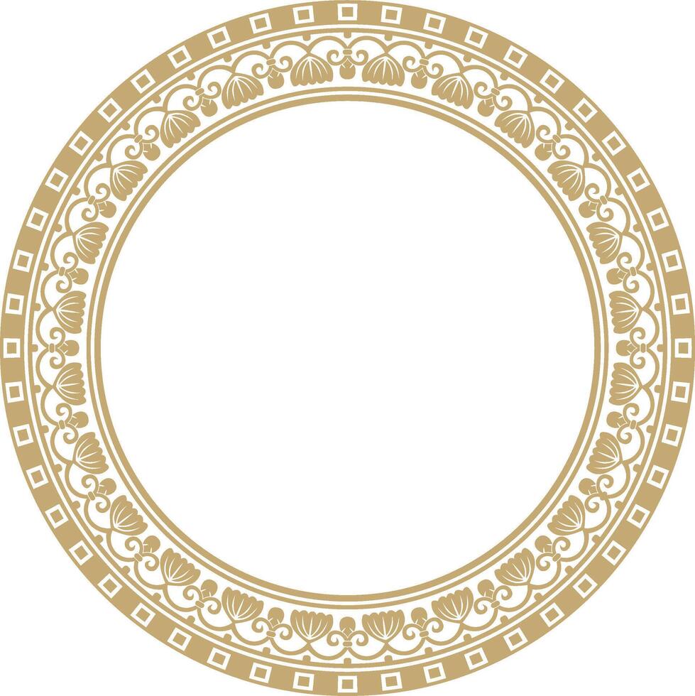 gold round ornament ring of ancient Greece. Classic pattern frame border Roman Empire. vector
