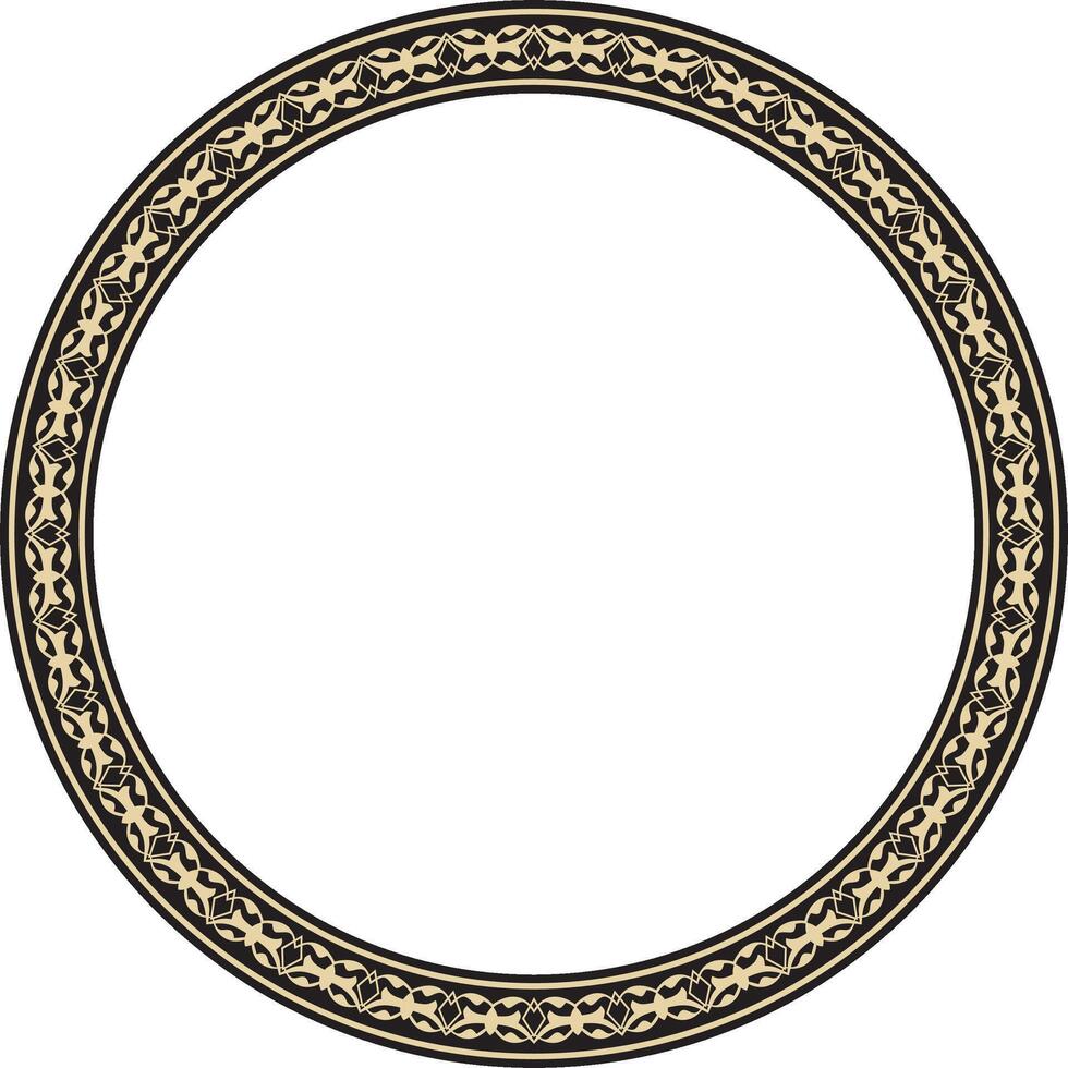 gold and black round Turkish ornament. Ottoman circle, ring, frame. vector