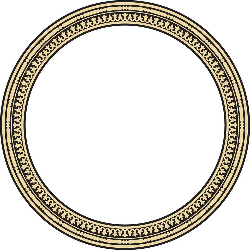 round gold and black seamless classic byzantine ornament. Infinite circle, border, frame Ancient Greece, Eastern Roman Empire. Decoration of the Russian Orthodox Church. vector