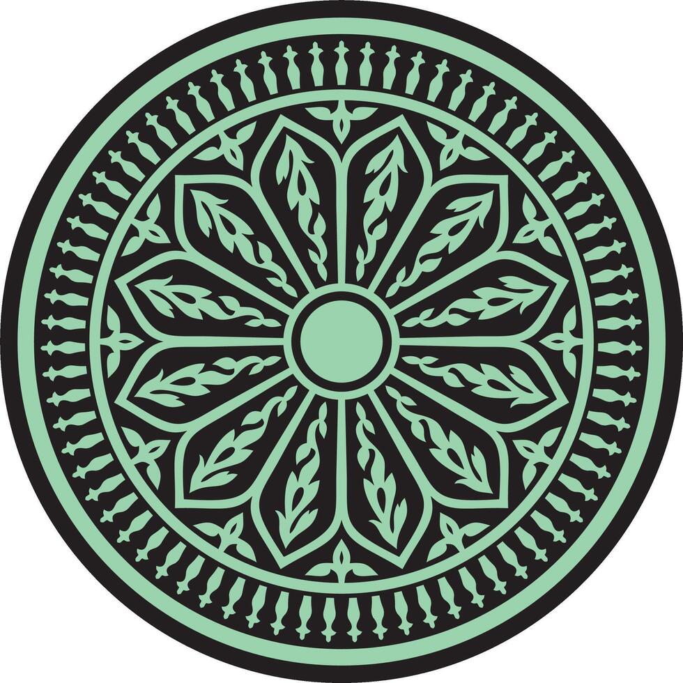 green and black arabic national round ornament. Ethnic circle, eastern and african peoples of asia, persia, iran, iraq, syria. vector