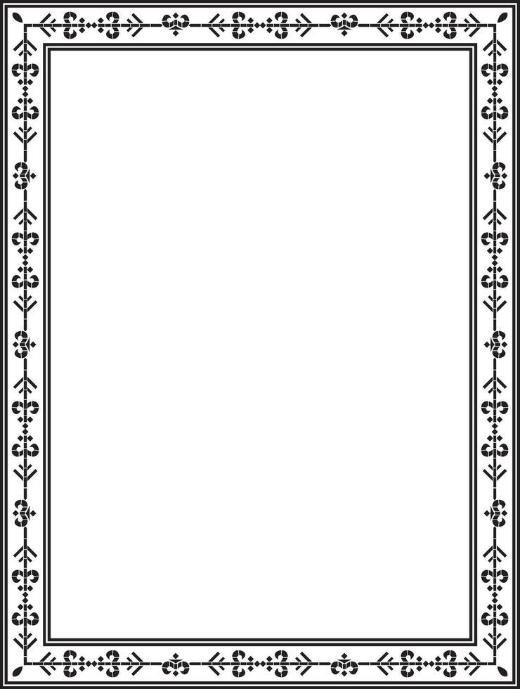 monochrome black square Yakut ornament. An endless rectangular border, a frame of the northern peoples of the Far East. vector