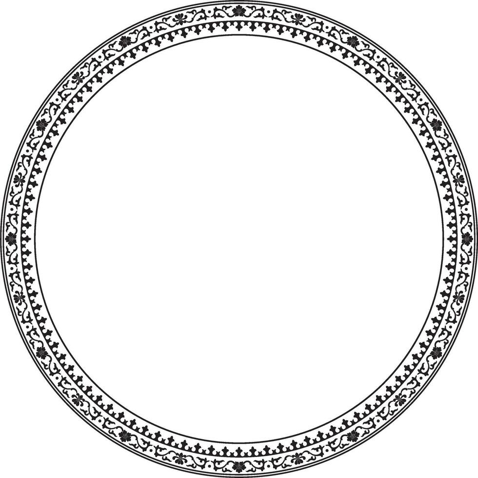 black monochrome frame, border, Chinese ornament. Patterned circle, ring of the peoples of East Asia, Korea, Malaysia, Japan, Singapore, Thailand. vector