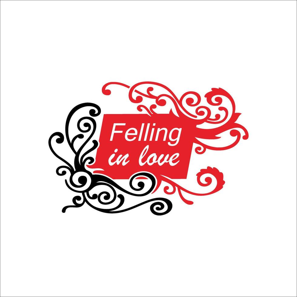The writing felling in love is decorated with flowers vector