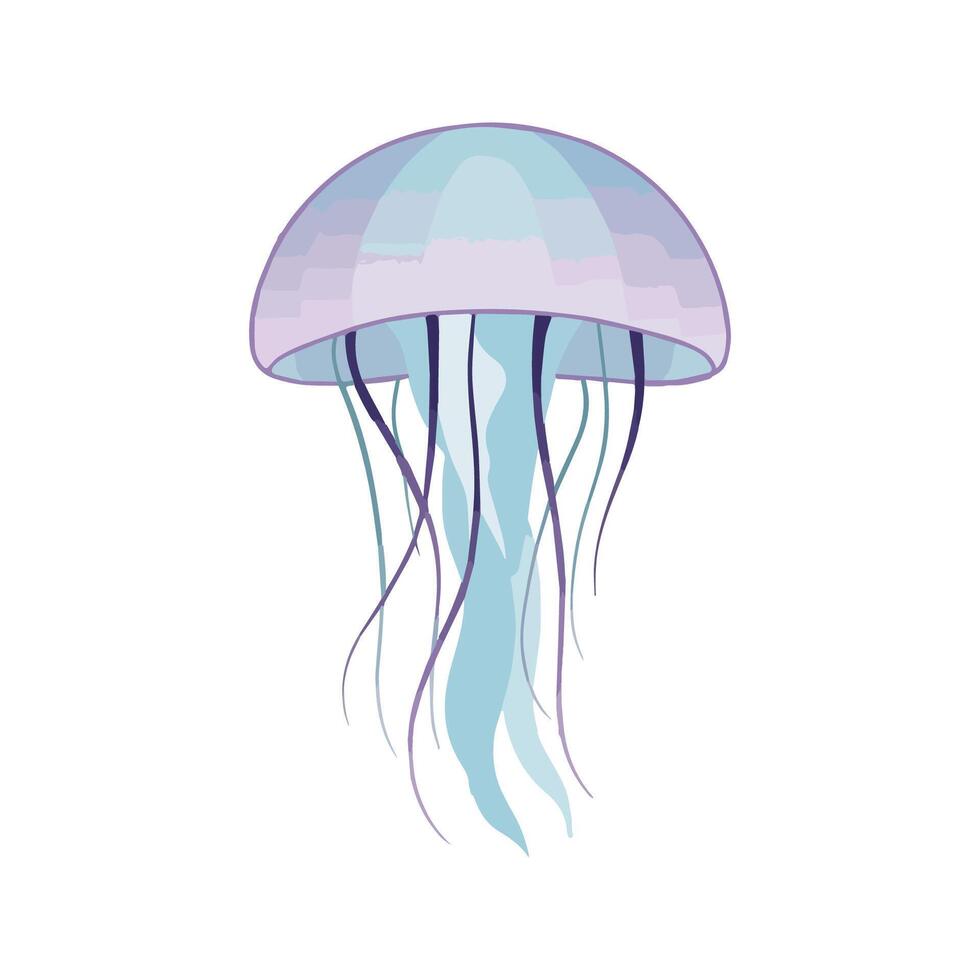 Stylized flat illustration of a jellyfish with soft blue and purple tones, minimalistic design, modern aesthetic, clean background vector