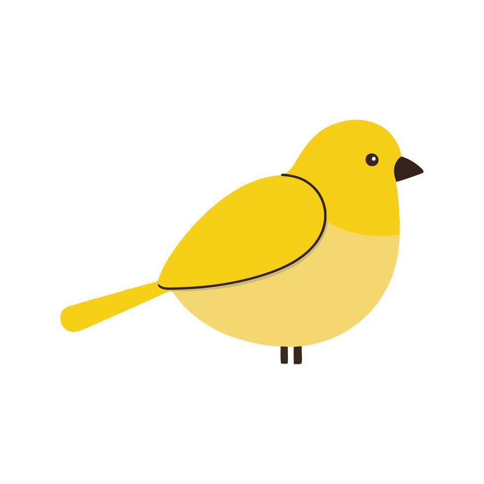 Flat Illustration of a Canary with Yellow Body and Clean Lines vector