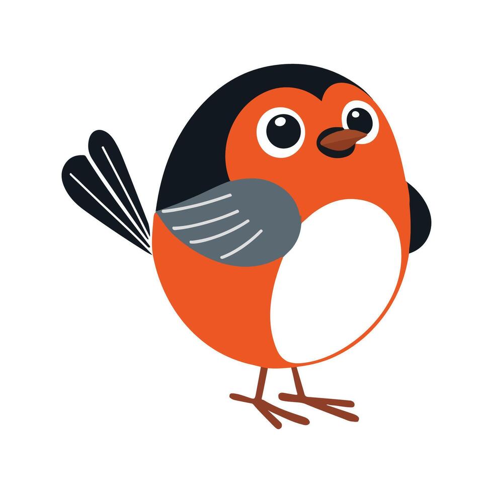 Flat Illustration of Cheerful American Robin with Bright Orange Chest vector