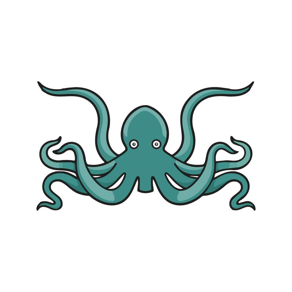 Kraken Flat Illustration, Flowing Tentacles, Stylized Creature, Clean Design, Minimalist Look, White Background vector