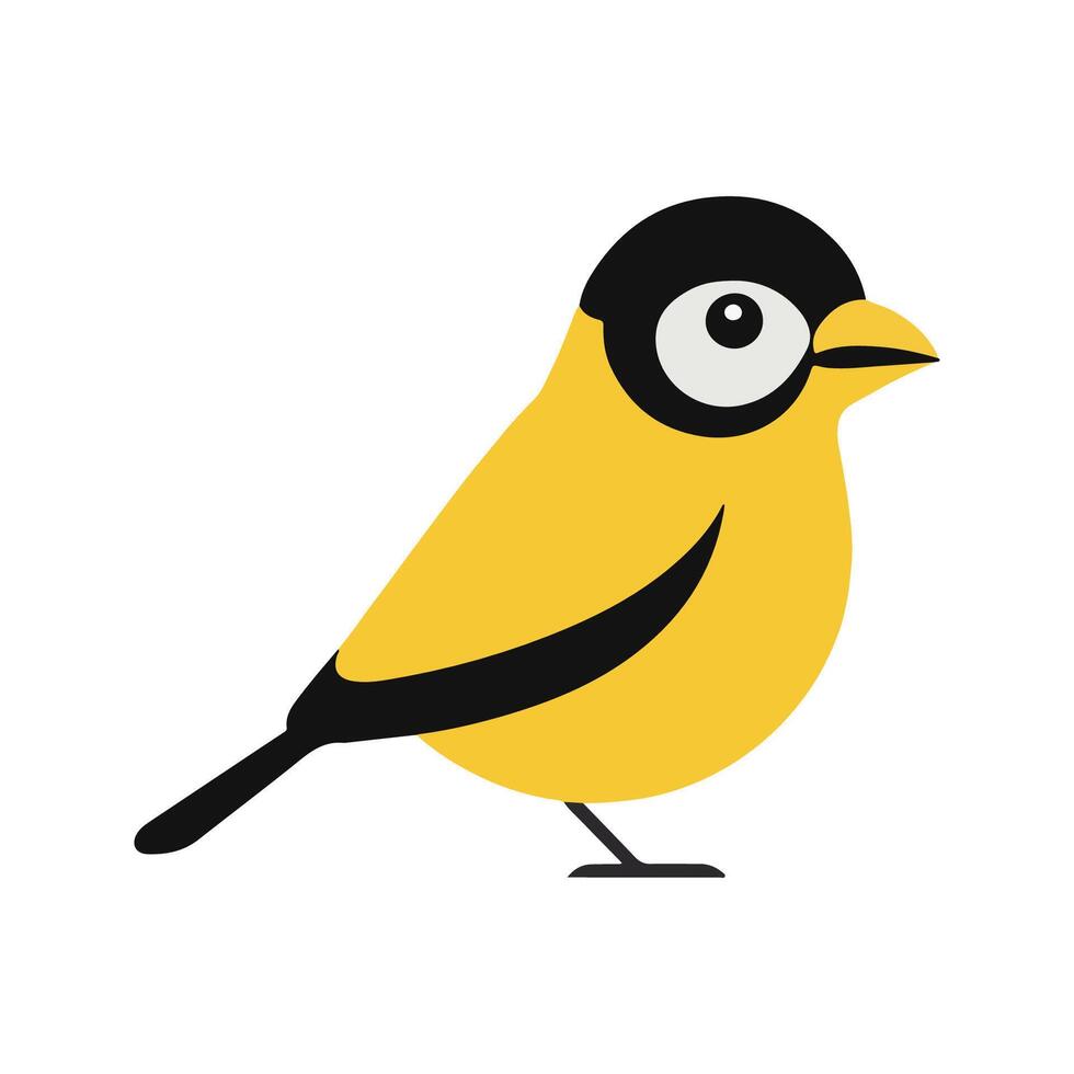 Flat Illustration of Vibrant American Goldfinch with Black Wings and Yellow Body vector