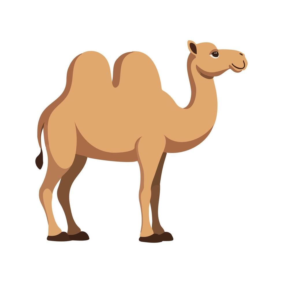 Flat Camel Illustration, Simplified Beige Body with Large Hump, Minimalist Cartoon Style vector