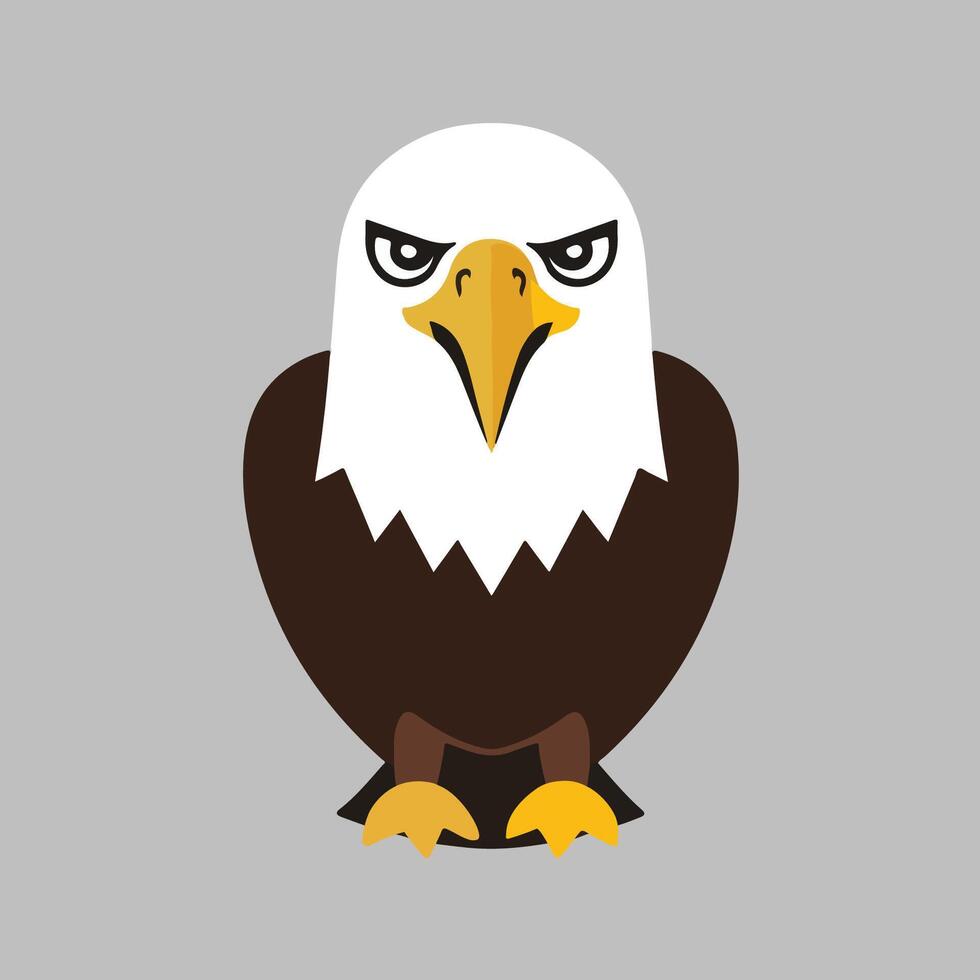 Flat Illustration of Bald Eagle with White Head and Dark Brown Wings vector