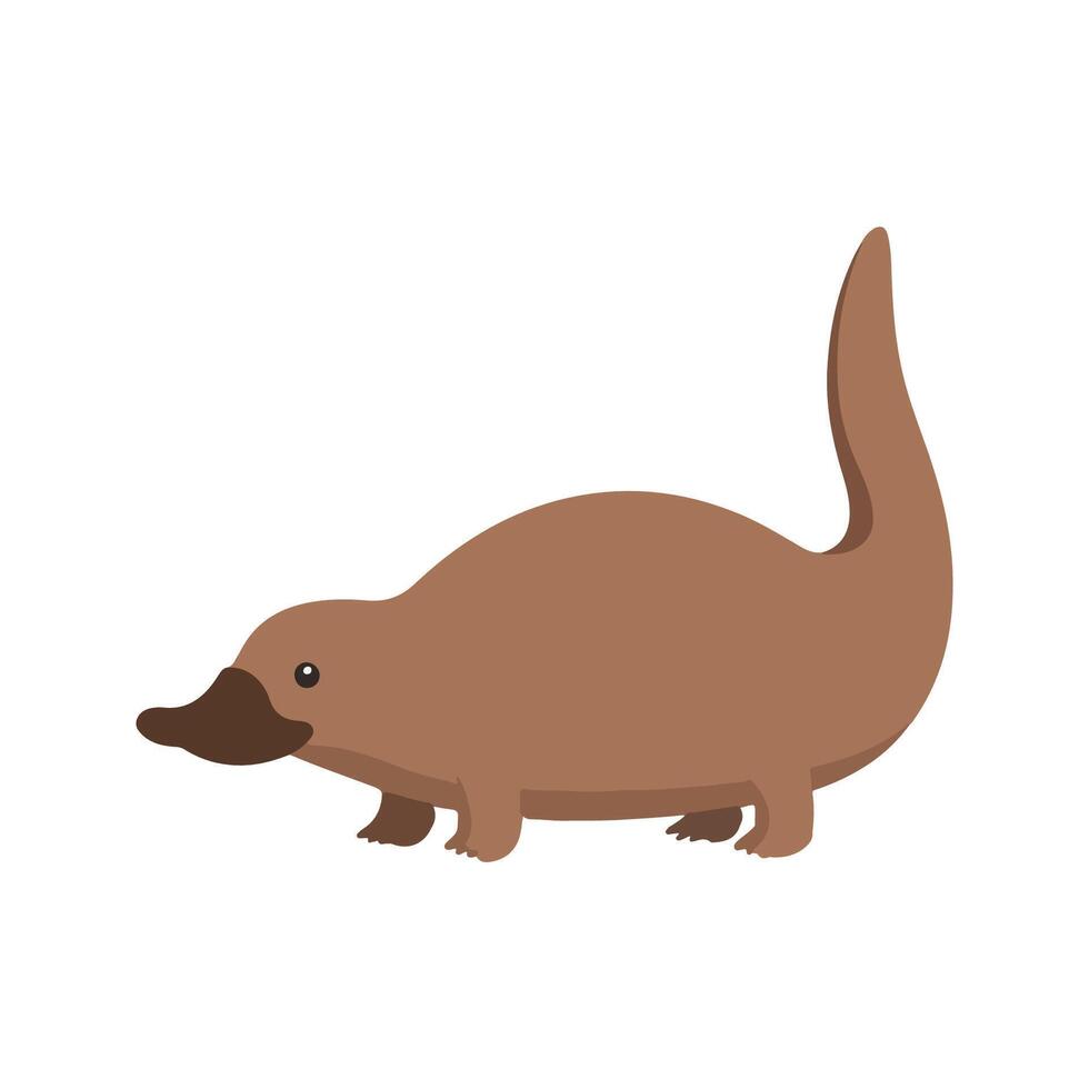 Flat Platypus Illustration, Cartoon Design with Brown Body and DuckBill, Clean Minimalist Aesthetic vector