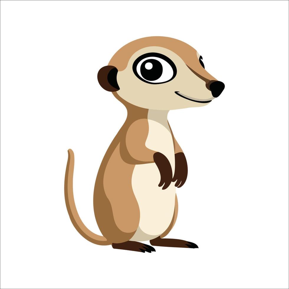 Flat Illustration of Curious Meerkat with Exaggerated Eyes, Minimalist Design vector