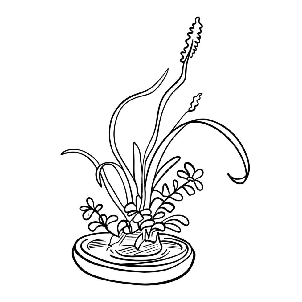 Flower Pot Sketch Line Art - Fun Coloring Page vector
