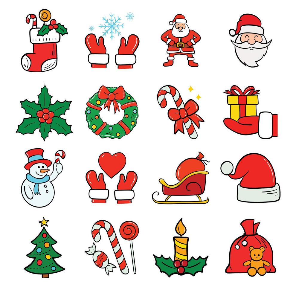 Festive Christmas Icons Set - Design vector