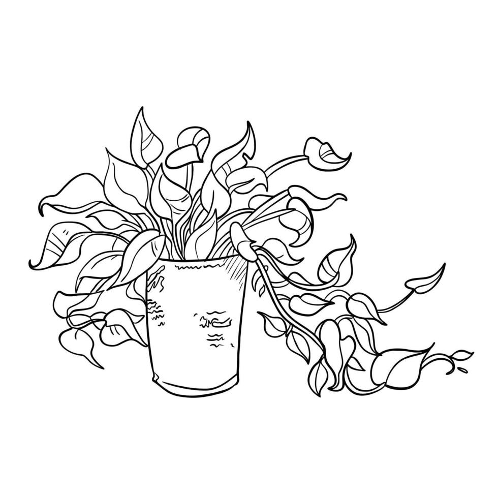 Simple and Stylish Flower Pot Coloring vector