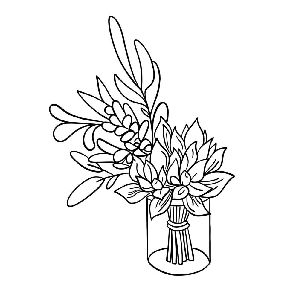 Flower Pot Sketch Line Art vector