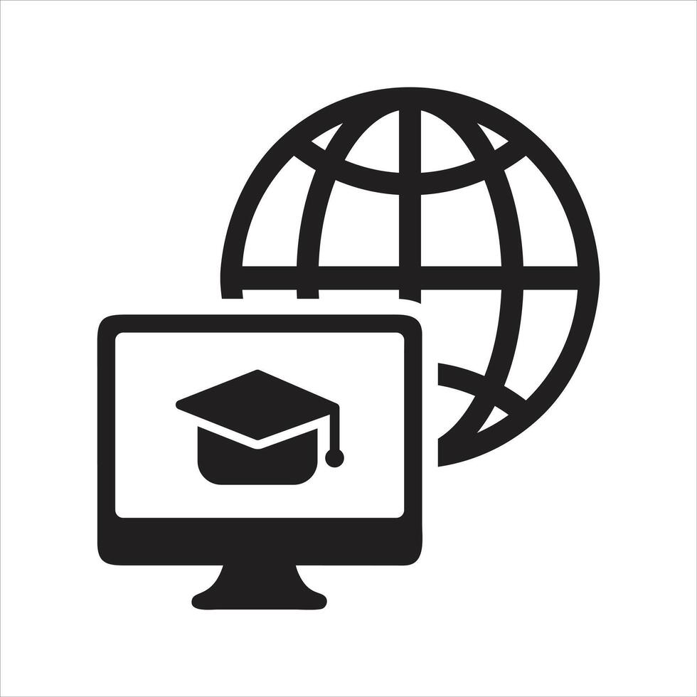 Training courses online. Webinar. Graduation icon vector