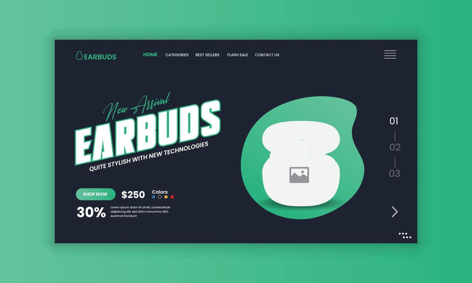 New Arrival earbuds website landing page user interface design template vector