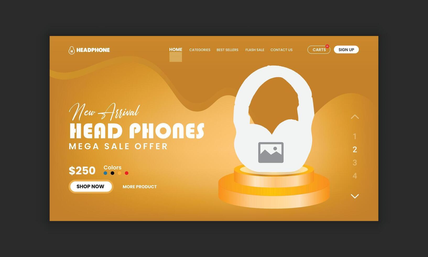 Modern Exclusive headphone landing page design template vector