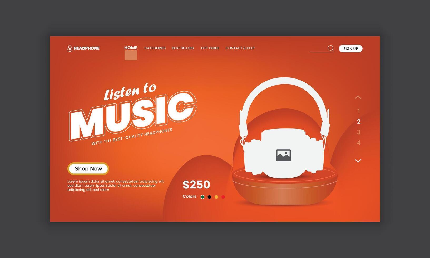Engage Audiences with Headphone Brand Brilliance Headphone Web Landing page template design vector