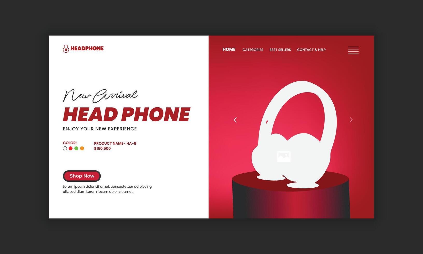 New Arrival headphone Web banner User Interface, User Experience Design Template for headphone vector