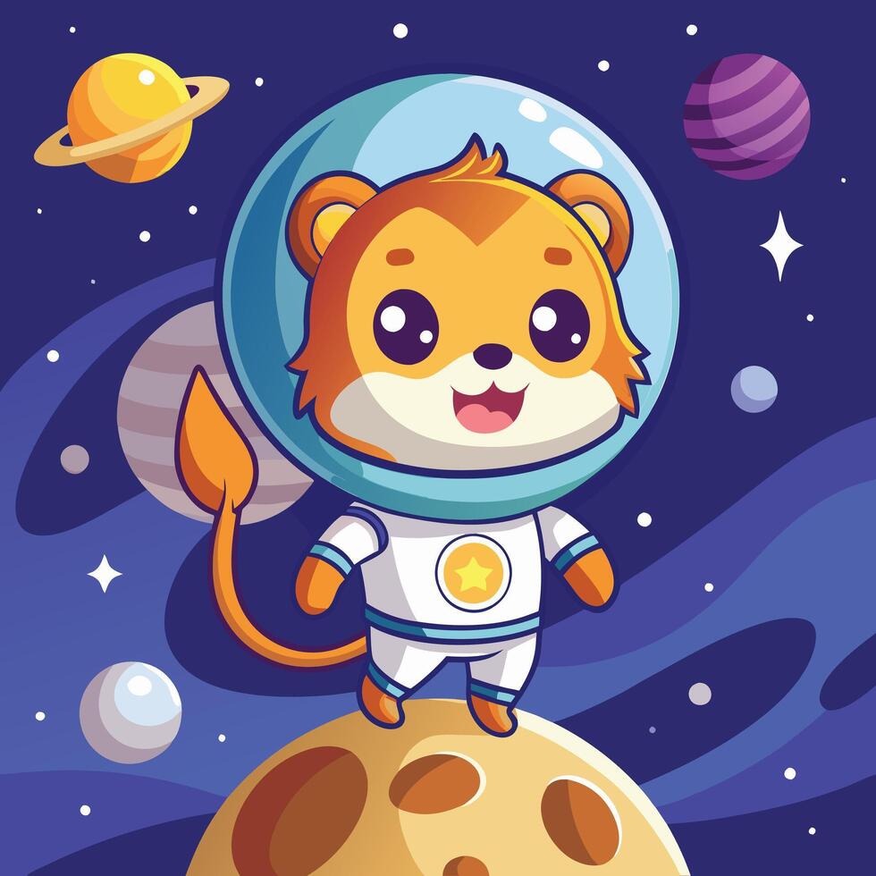 Astronaut Baby Cute Lion vector