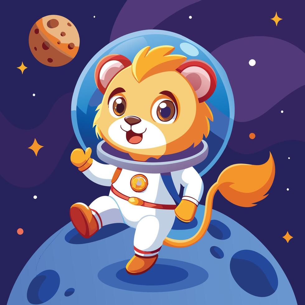 Astronaut Baby Cute Lion vector