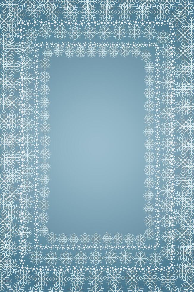Winter snow frame. Christmas Snowflakes border. Snowy frame frozen background vector