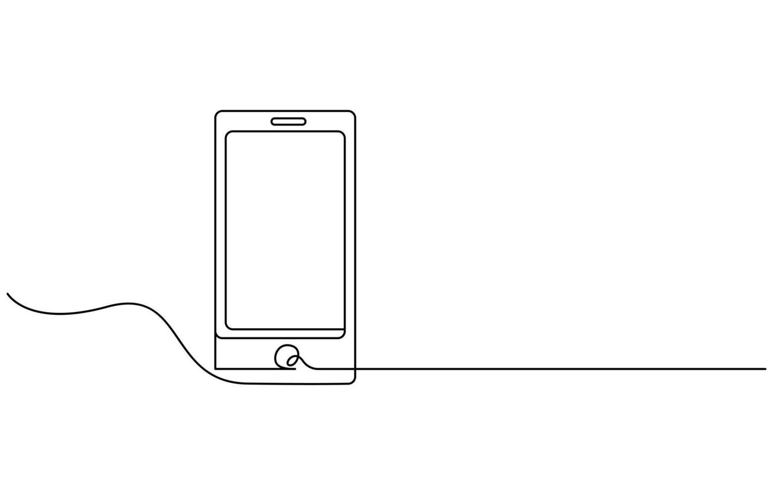 Mobile phone touch screen gadget modern technology design one sketch outline drawing vector