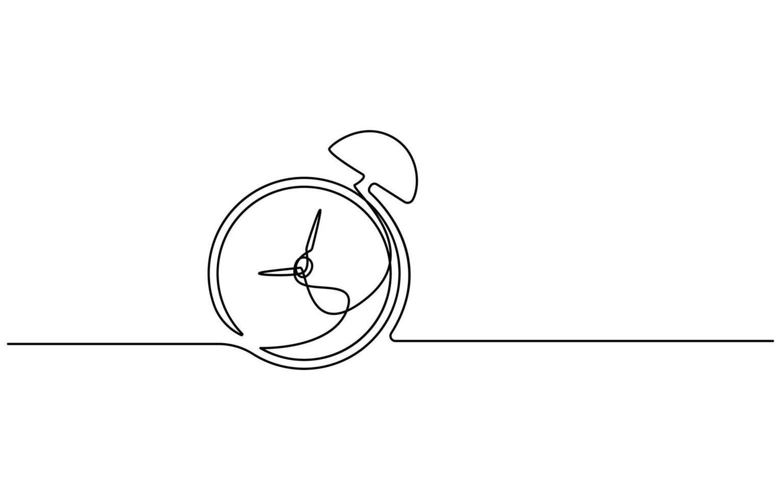 Alarm clock continuous one line drawing vector